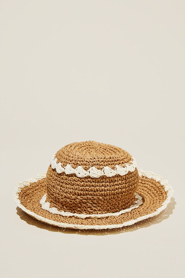 Emme Straw Bucket Hat, NATURAL