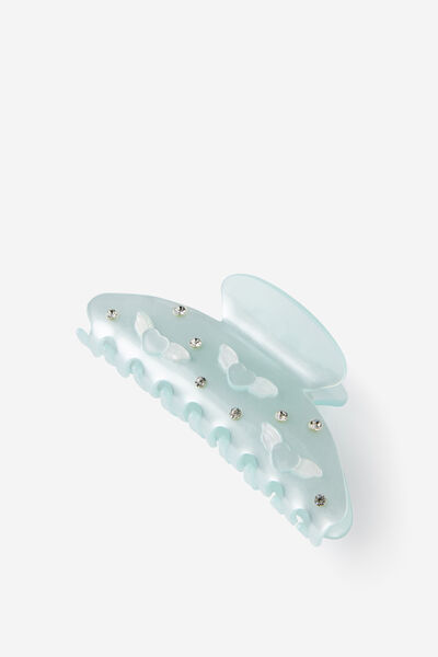 Gia Hair Claw, BLUE SILVER WINGED HEART