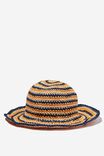 Kimberley Crochet Bucket Hat, NEUTRAL/ORANGE/NAVY STRIPE