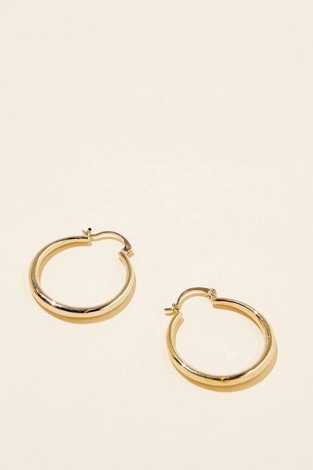 Brinco - Large Hoop Earring, GOLD PLATED TUBULAR