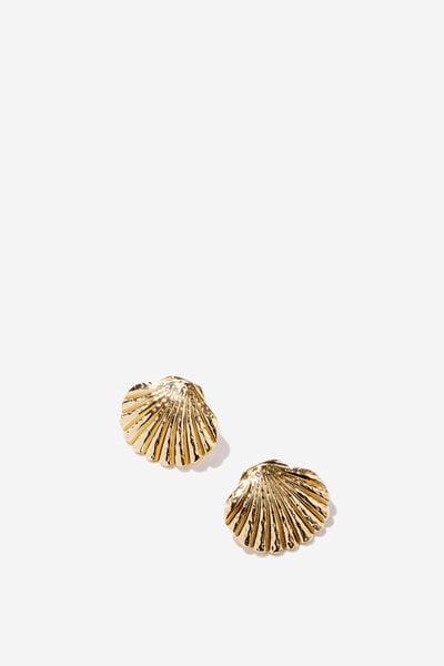 Brinco - Mid Charm Earring, UP SHELL GOLD