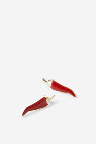 Small Charm Earring, GOLD PLATED STATEMENT CHILLI