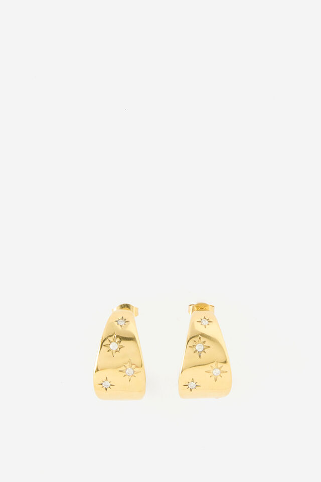 Rubi X Luyanda Zwane, WATERPROOF EARRING GOLD CELESTIAL DIA HOOP