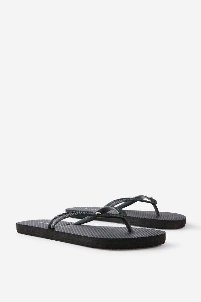 Charm Flip Flop, BLACK DIAMANTE