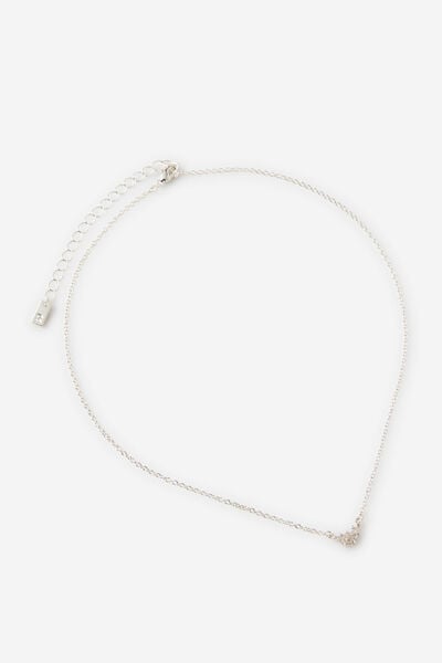Premium Plated Pendant Necklace, SILVER CUBIC ZIRCONIA CLUSTER