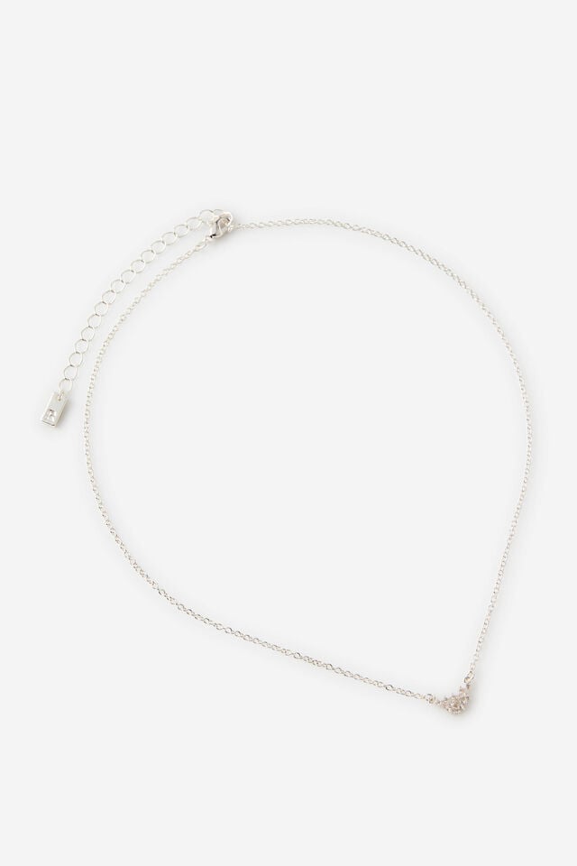 Premium Plated Pendant Necklace, SILVER CUBIC ZIRCONIA CLUSTER