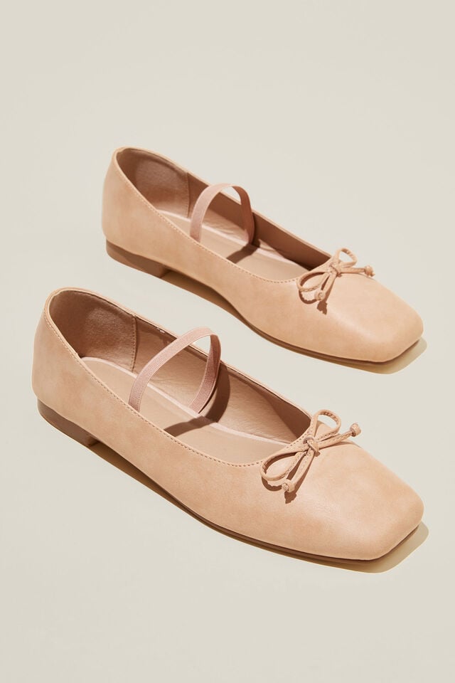 Gia Square Ballet, BEIGE PINK DISTRESSED VEGAN LEATHER