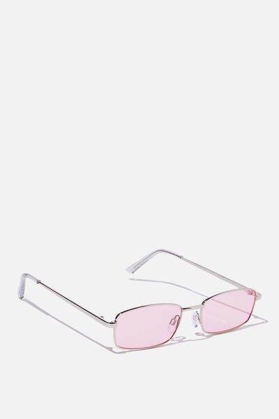 Mila Metal Frame Sunglasses, SILVER/PINK