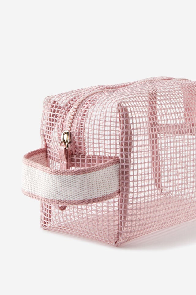 Holiday Mesh Cosmetics Case, PINK