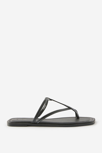 Byron Strappy Slide, BLACK SMOOTH PU