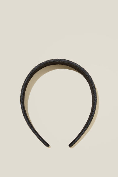 Hannah Hard Headband, BLACK RAFFIA