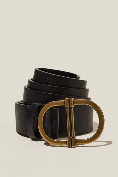 Frankie Buckle Belt, BLACK/ANTIQUE GOLD