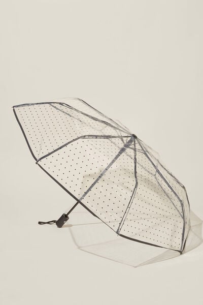 Rainy Day Compact Umbrella, TRANSPARENT MINI DOT/BLACK