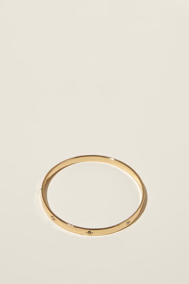 Single Bracelet, GOLD PLATED DIAMANTE BANGLE