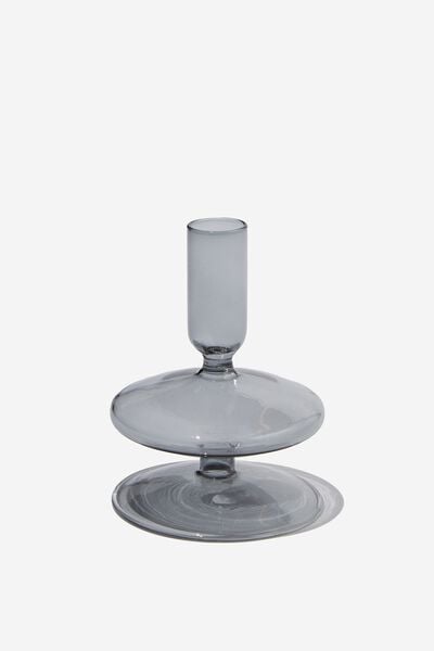 Small Glass Candle Holder, CHARCOAL