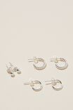 3Pk Small Earring, STERLING SILVER PLATED TWIST - alternate image 2