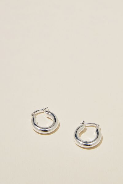 Small Hoop Earring, STERLING SILVER PLATED TUBE