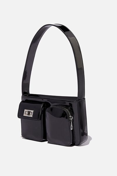 Molly Shoulder Bag, BLACK PATENT