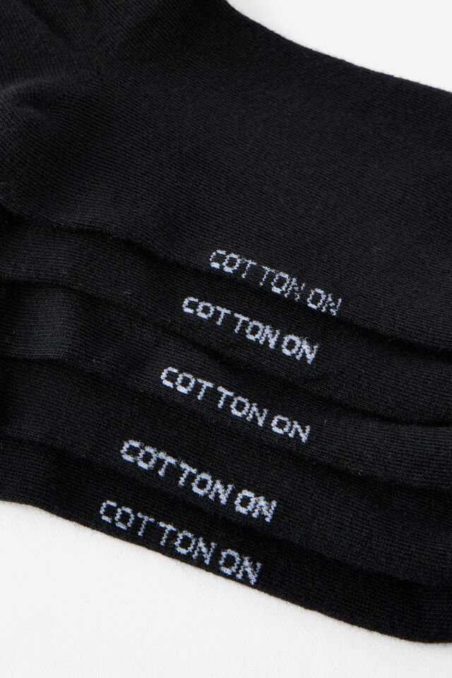 5Pk Quarter Crew Sock, BLACK
