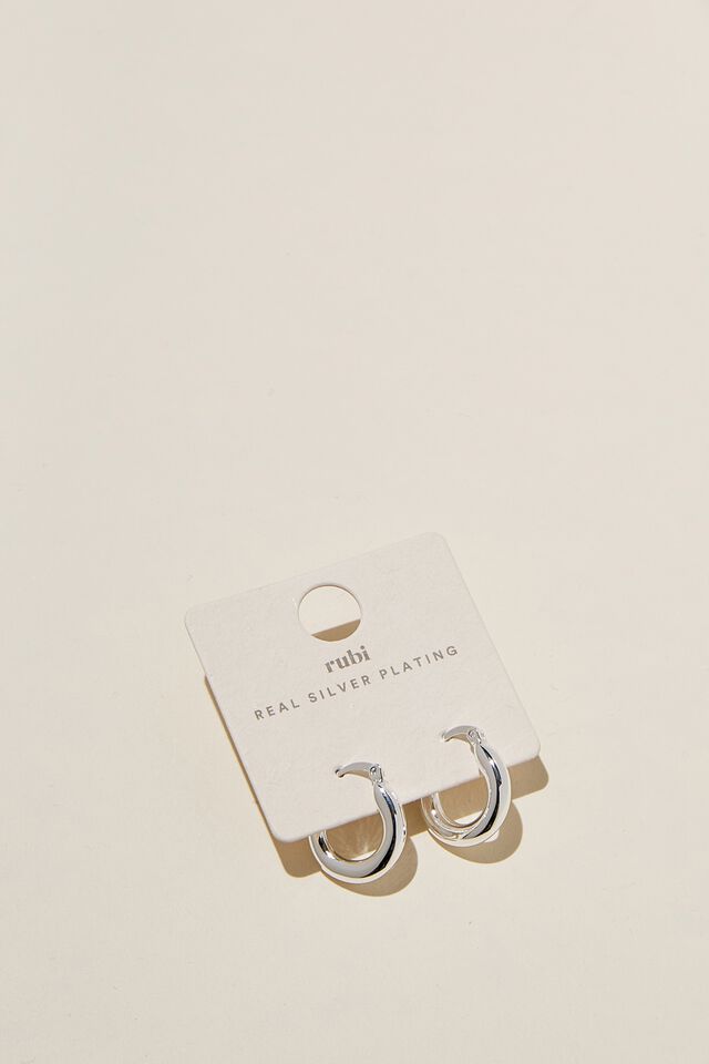 Brinco - Small Hoop Earring, STERLING SILVER PLATED TUBE