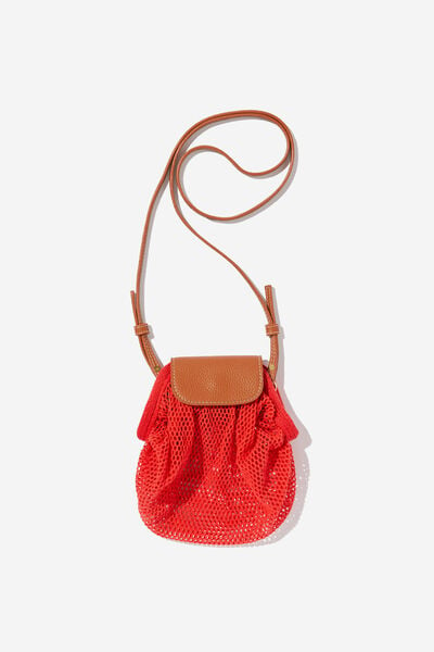 Eve Netted Crossbody Bag, SCARLET RED