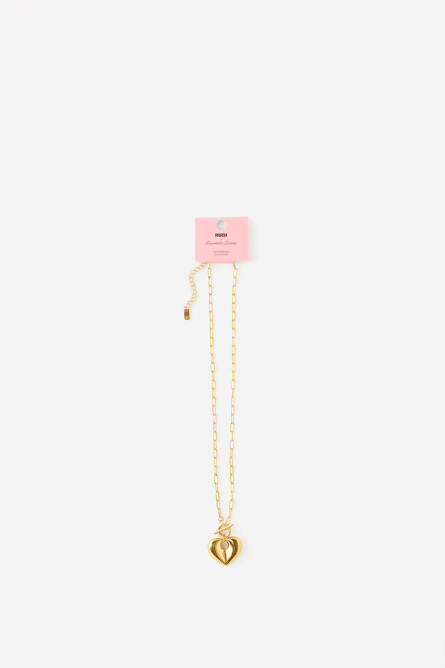 Rubi X Luyanda Zwane, WATERPROOF NECKLACE GOLD HEART FOB