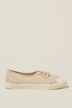 Alice Lace Up Ballet Plimsoll, NEUTRAL ZIGZAG - alternate image 1