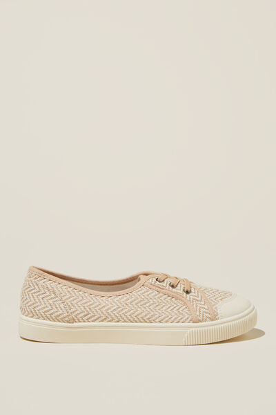 Alice Lace Up Ballet Plimsoll, NEUTRAL ZIGZAG