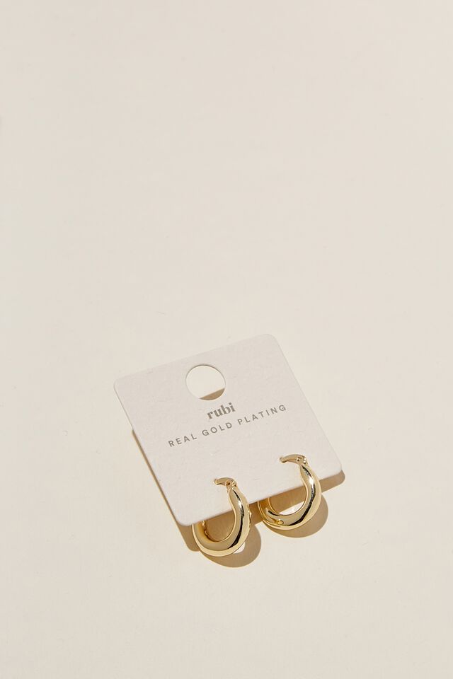 Small Hoop Earring, GOLD PLATED TUBE
