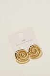 Mid Charm Earring, GOLD PLATED SWIRL STUD - alternate image 2