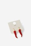 Small Charm Earring, GOLD PLATED STATEMENT CHILLI - alternate image 2