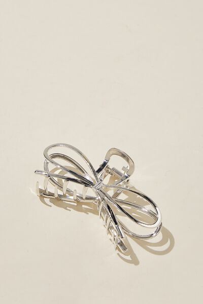 Metal Hair Claw, LARGE BOW SILVER
