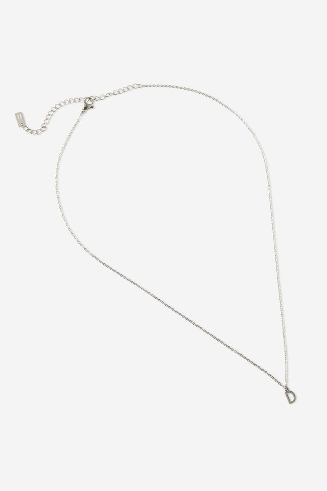 Waterproof Pendant Necklace, SILVER INITIAL D CLASSIC FINE CHAIN