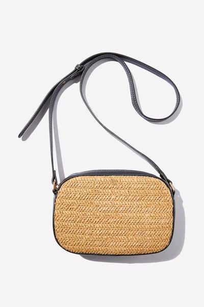 Rylie Cross Body Bag, BLACK/NATURAL WOVEN