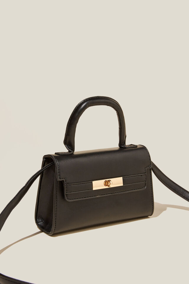 Annie Mini Top Handle Bag, BLACK