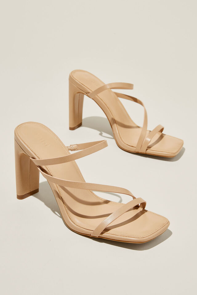 Gabby Strappy Block Mule, TAUPE VEGAN LEATHER