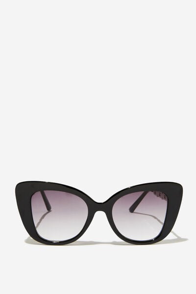 Taniesha Oversized Sunglasses, BLACK/PURPLE SMOKE/SILVER