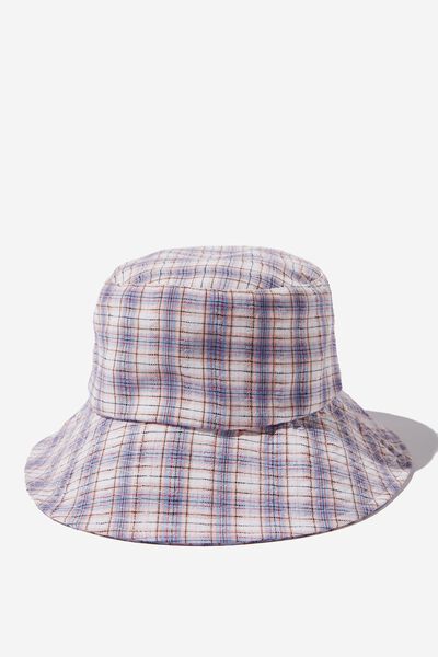 Bianca Bucket Hat, BLUE AND BLUSH CHECK