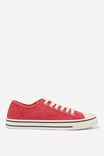 Harlow Lace Up Plimsoll, WASHED CHERRY RED - alternate image 1