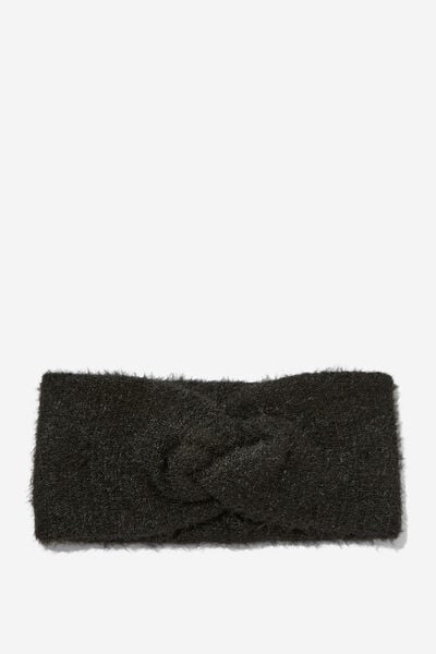 Fluffy Yarn Headband, BLACK