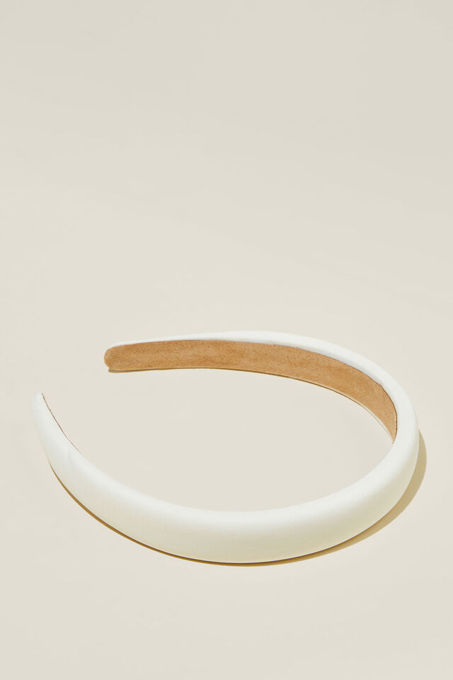 Tiara De Cabelo - Petite Padded Headband, ECRU SATIN