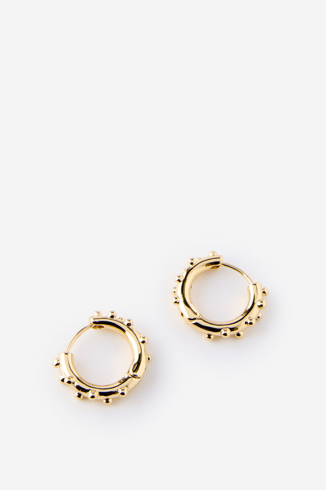 Mid Hoop Earring, UP GOLD CHUNKY DOTTED HOOP