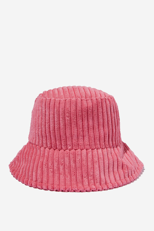 Bianca Textured Bucket Hat, PINK CORD