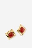 Select Colour: GOLD SQUARE RIBBED BURGUNDY STONE