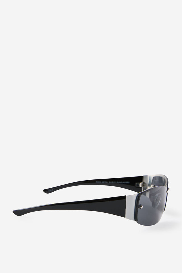 Rhea Metal Shield Sunglasses, SILVER/SMOKE