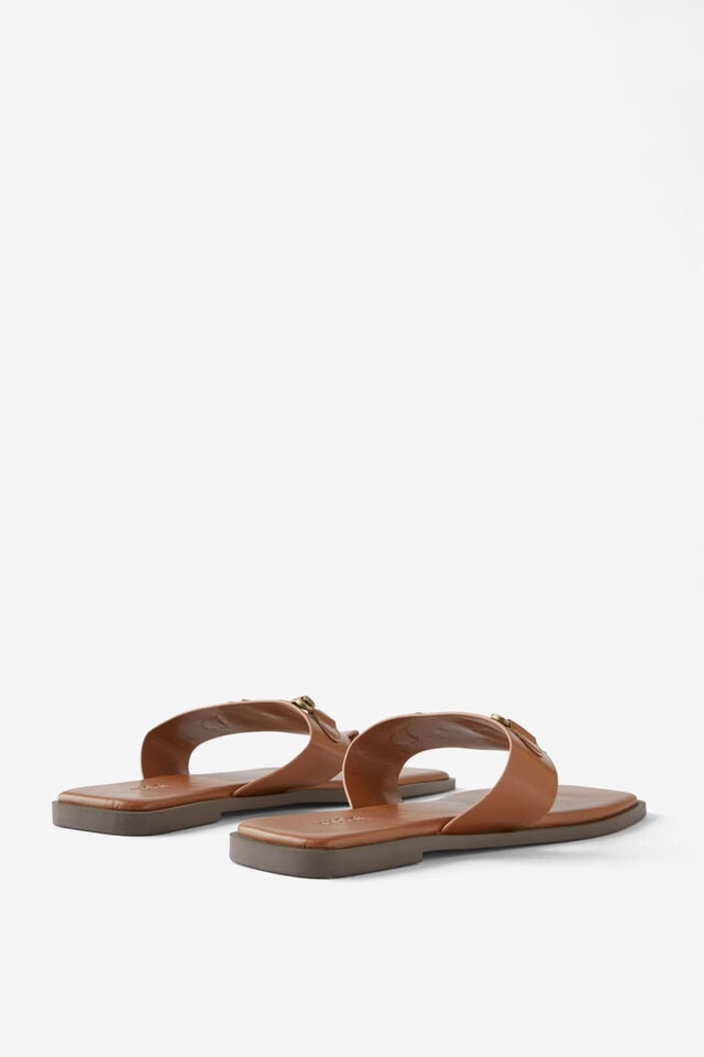 Amalfi Toe Post Slide, TAN/GOLD