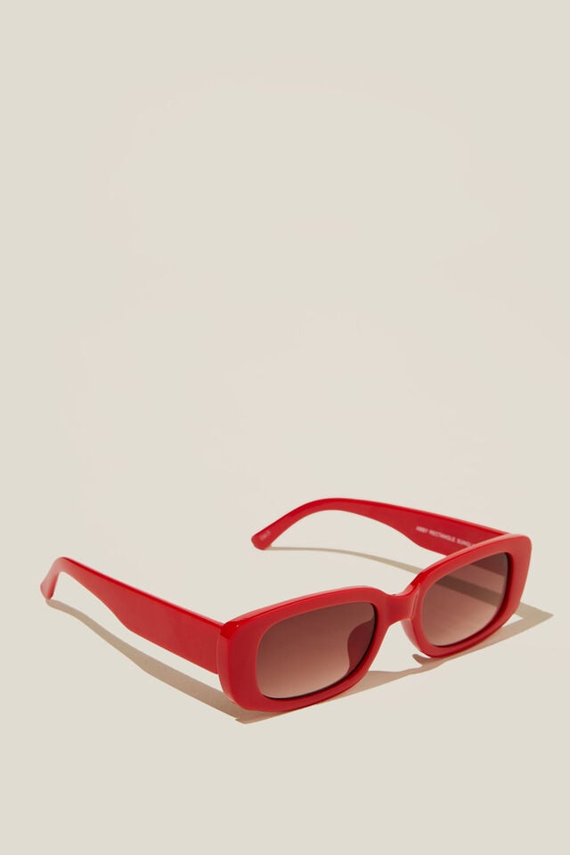 Abby Rectangle Sunglasses, SCARLET RED