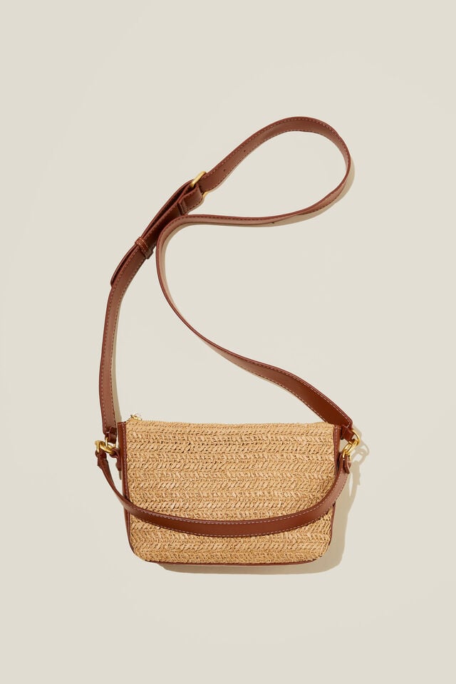 Tilly Textured Cross Body Bag, CHOCOLATE/NATURAL WOVEN