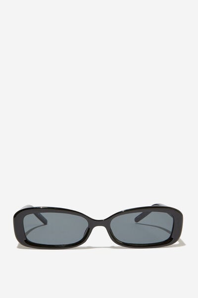 Slim Abby Rectangle Sunglasses, BLACK