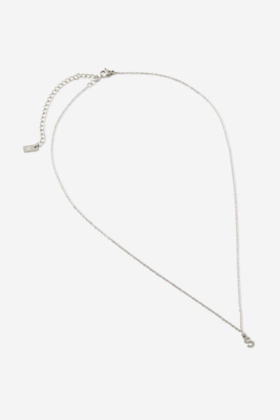 Waterproof Pendant Necklace, SILVER INITIAL S CLASSIC FINE CHAIN